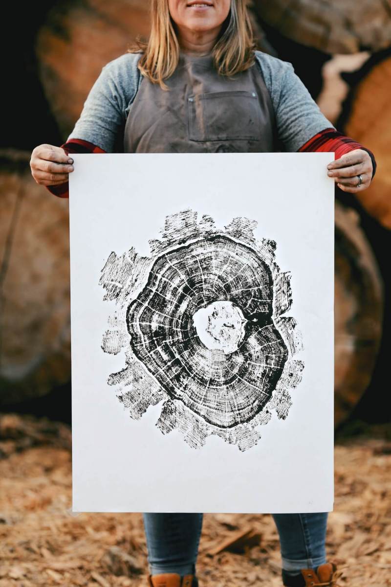 Leah Petersen, Founder of Ink Wood and Fire, Prints Tree Rings in the Sequoia National Forest
