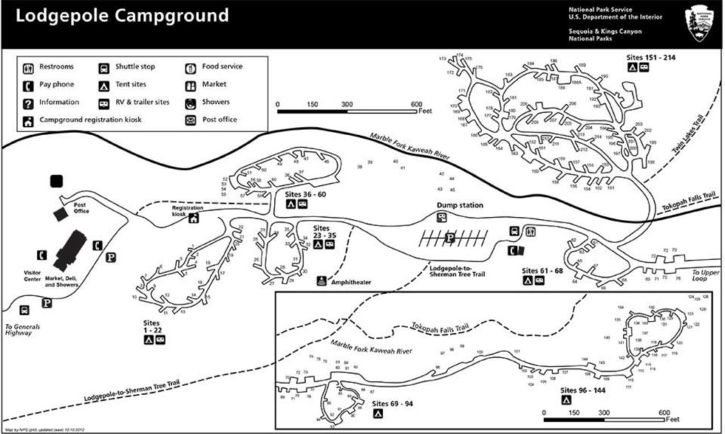 Lodgepole Campground Map from the NPS